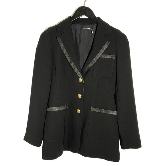 Vintage Studio Jax Black Blazer with Satin Trim size 4 - Picture 1 of 6